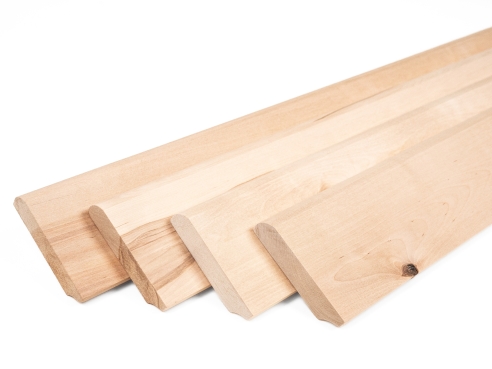 Plinthes Bouleau Rustique 24x100 mm non traitée 2m avec rayon 20mm NON rebouchés