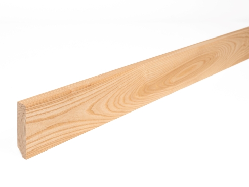 Solid Skirting Board Ash A/B 24x100 mm 2m with radius 5mm Matte lacquered