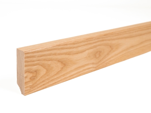 Solid Skirting Board Ash A/B 24x80 mm 2m with radius 5mm Matte lacquered