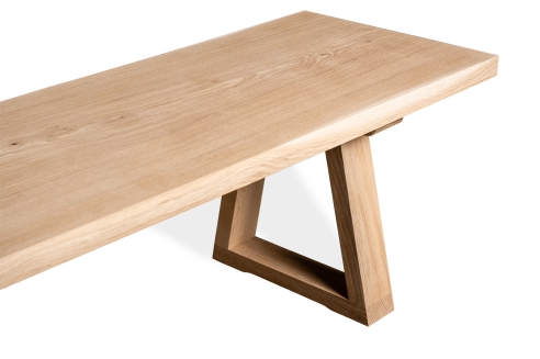 Set: Solid Hardwood Oak rustic Kitchen Table with bench and trapece table and bench legs 40mm hard wax oil nature white