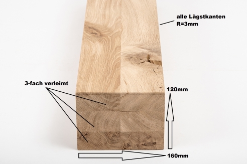 Eiche Balken Wildeiche 80x160 mm unbehandelt Eichenbalken Leimholzbalken Kantholz Massivholzbalken