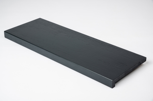 Windowsill Oak Select Natur A/B 26 mm, finger joint lamella, grey lacquered, with overhang, RAL7016 anthracite grey