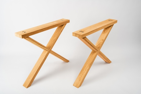 Solid Hardwood Oak Premium set of table legs X narrow laquered