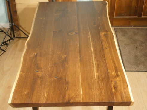 Solid Smoked Oak Worktop Podest 40 mm Rustic grade, with two wooden edges nature oiled