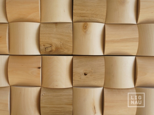 Wall panels: Ligat Oak Birch Alder roundwood 3D