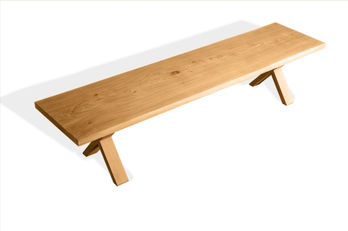 Solid Hardwood Oak rustic Kitchen bench 40mm with small X bench legs nature oiled