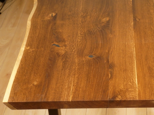 Solid Smoked Oak Worktop 40 mm Rustic grade, with two wooden edges nature oiled