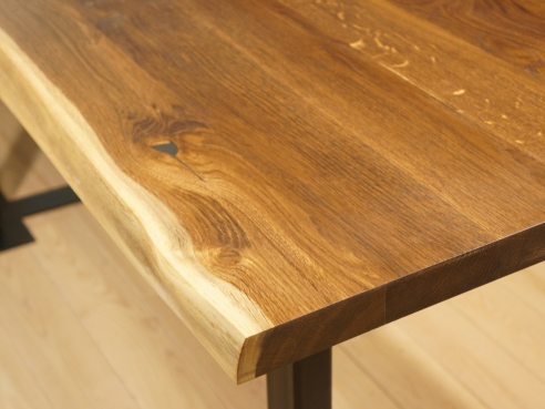 Solid Smoked Oak Worktop 40 mm Rustic grade, with two wooden edges nature oiled