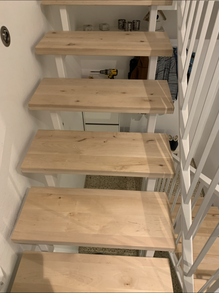 Stair tread Solid Birch Hardwood , Rustic grade, 40 mm, unfinished