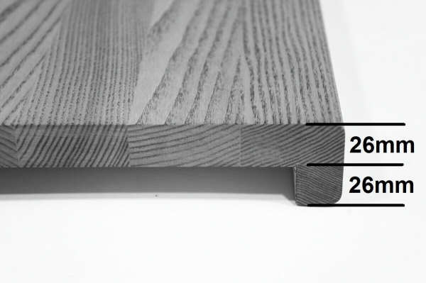 Fensterbank Eiche Select Natur A/B 26 mm KGZ Graphite geölt mit Anleimer Fensterbrett Fenstersims