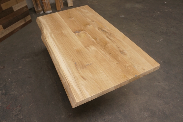 Worktop Tabletop Stair landing Oak Rustic 40x500x1000 mm, untreated, with one live edge