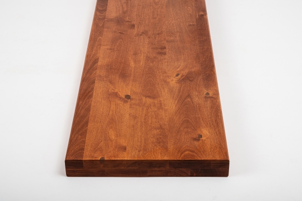 Stair tread Solid Birch Hardwood , Rustic grade, 40 mm, cherry oiled