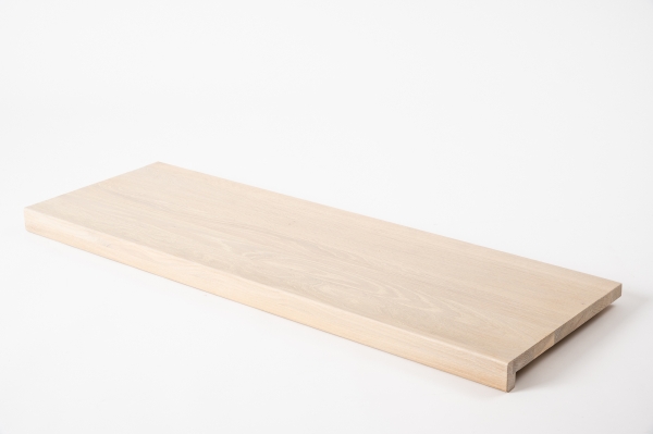 Window sill Solid Oak with overhang, 20 mm, prime grade, brushed chalked white oiled