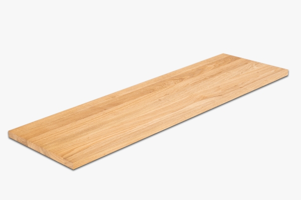 Wall shelf Solid Oak Hardwood step with overhang, 20 mm, Rustic grade, hard wax natural