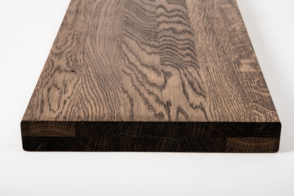 Stair tread Solid Oak Hardwood , Select nature grade, 40 mm, tone smoked oak oiled