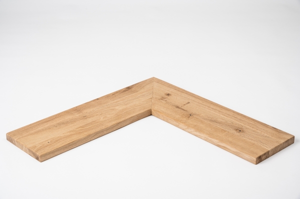 Corner shelf with connector Oak rustic 20mm Witdh: 250mm untreated