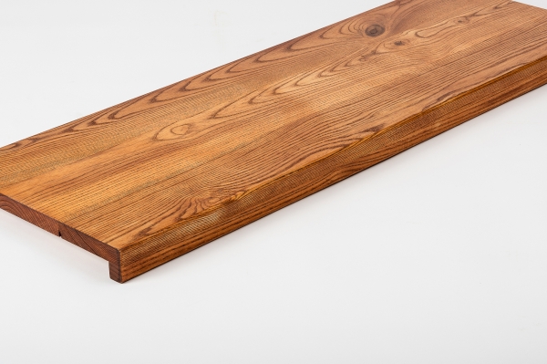 Window sill Solid Ash Hardwood with overhang Rustic grade, 20 mm cherry oiled