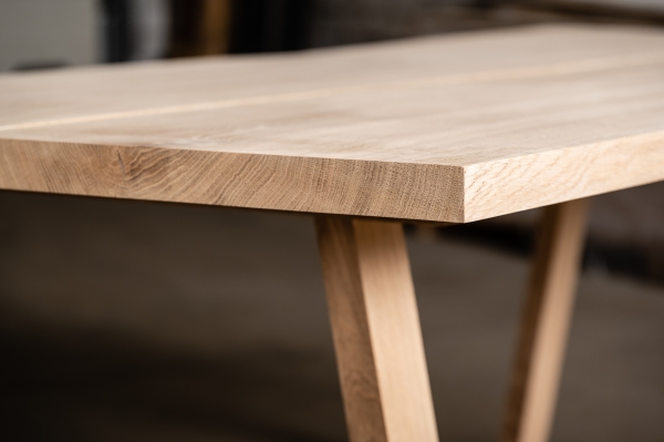 Set: Solid Hardwood Oak rustic Kitchen Table with bench and trapece table and bench legs 40mm untreated