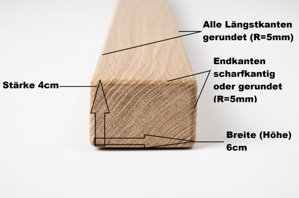 Handlauf Treppengeländer Eiche Select Natur 40mm x 60mm rechteckig