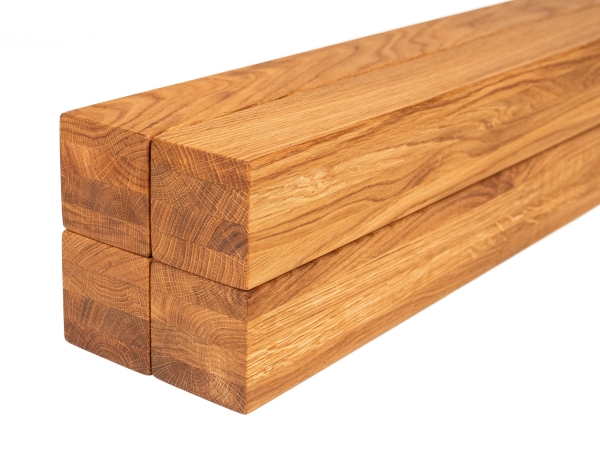 Verlijmde Eikenbalk A/B 70x70 mm Natuurlijk Geolied, vierkant massiefhout