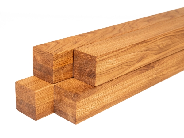 Verlijmde Eikenbalk A/B 70x70 mm Natuurlijk Geolied, vierkant massiefhout