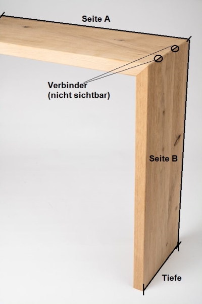 Holztheke mit Verbinder Eiche Wildeiche 40mm unbehandelt Tiefe: 600mm Küchentresen