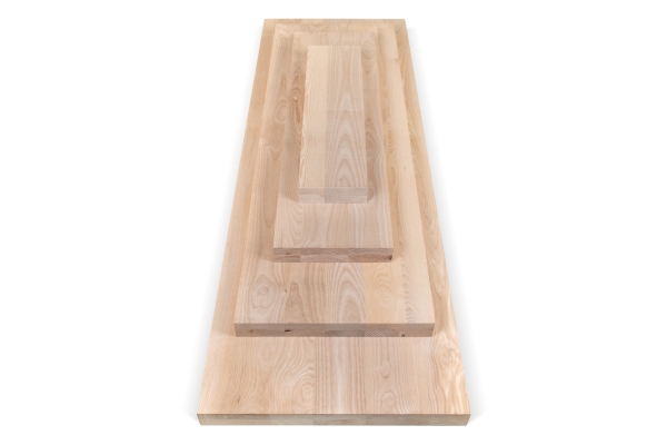 Solid wood edge glued panel Ash A/B 45 mm, full stave lamellas with random widths, customized DIY