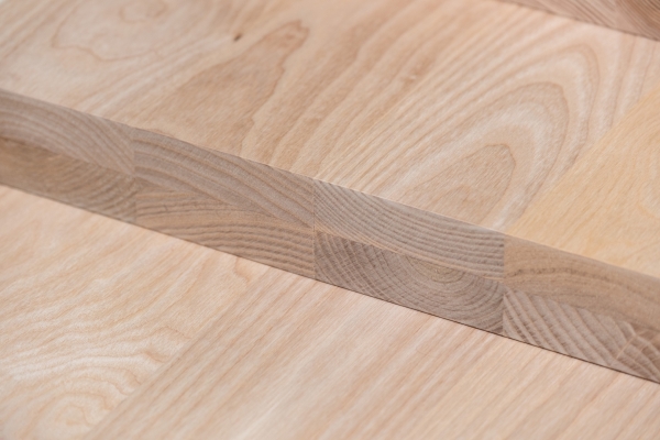 Solid wood edge glued panel Ash A/B 45 mm, full stave lamellas with random widths, customized DIY