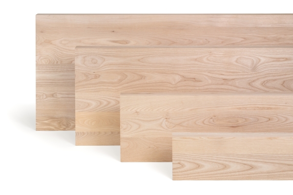 Solid wood edge glued panel Ash A/B 45 mm, full stave lamellas with random widths, customized DIY