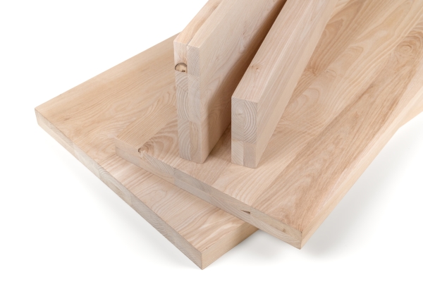 Solid wood edge glued panel Ash A/B 45 mm, full stave lamellas with random widths, customized DIY