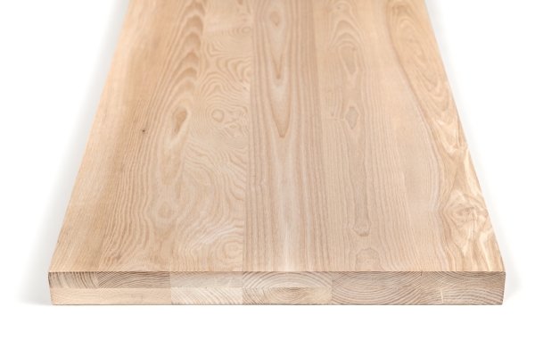 Solid wood edge glued panel Ash A/B 45 mm, full stave lamellas with random widths, customized DIY
