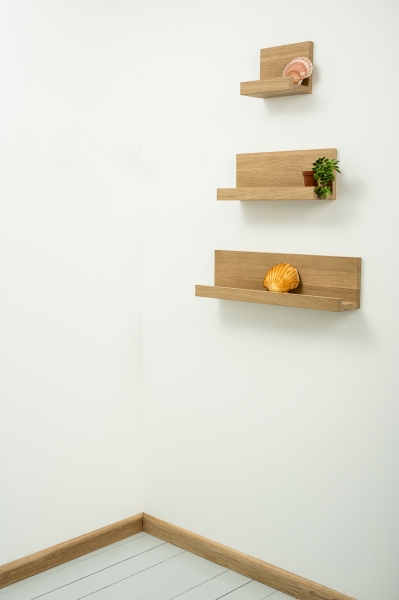 Set of 3 shelves Solid Oak Hardwood 20 mm, prime grade hard wax oil nature white