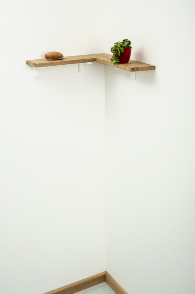 Corner shelf with connector Oak rustic 20mm width: 300mm untreated