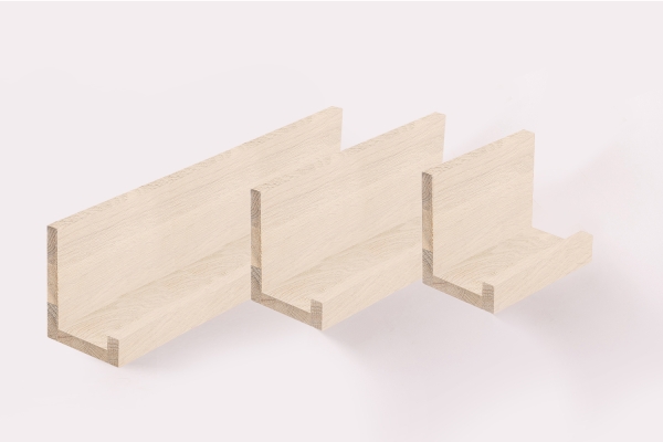 Set of 3 shelves Solid Oak Hardwood  20 mm, prime grade chalked white oiled