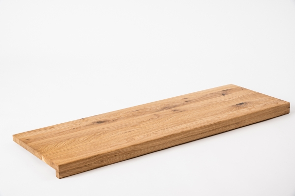 Window sill Solid Oak Hardwood with overhang, 20 mm, Rustic grade, hard wax oil natural