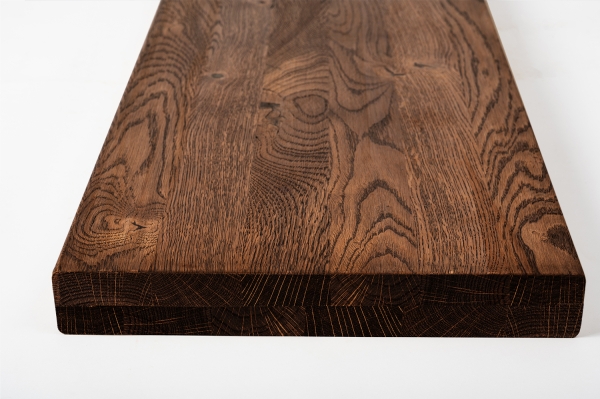 Stair tread Solid Oak Hardwood , Rustic grade, 40 mm, walnut oiled