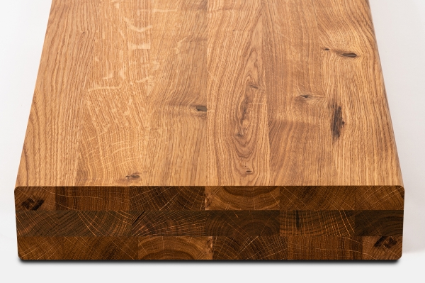 Stair tread Solid Oak Hardwood , Rustic grade, 60 mm, brushed nature oiled