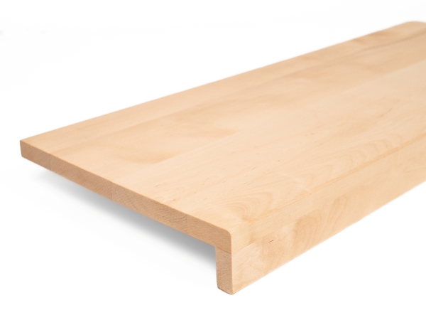 Marche d'escalier Bouleau massif Classe Première bois dur avec surplomb, 20 mm, laqué