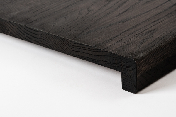 Window sill Solid smoked Oak Hardwood with overhang, 20 mm, prime grade, black oiled