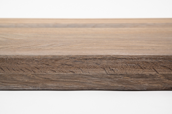 Window sill Solid smoked Oak Hardwood with overhang, 20 mm, prime grade, white oiled
