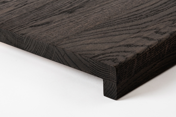 Window sill Solid Smoked Oak Hardwood with overhang, 20 mm, Rustic grade, brushed black oiled