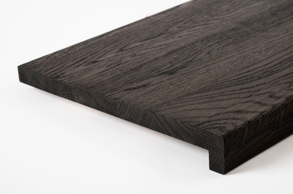 Window sill Solid Smoked Oak Hardwood with overhang, 20 mm, Rustic grade, brushed black oiled