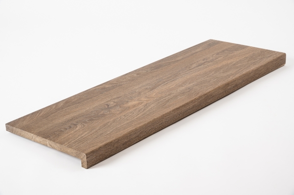 Window sill Solid Smoked Oak Hardwood with overhang, 20 mm, Rustic grade, brushed white oiled