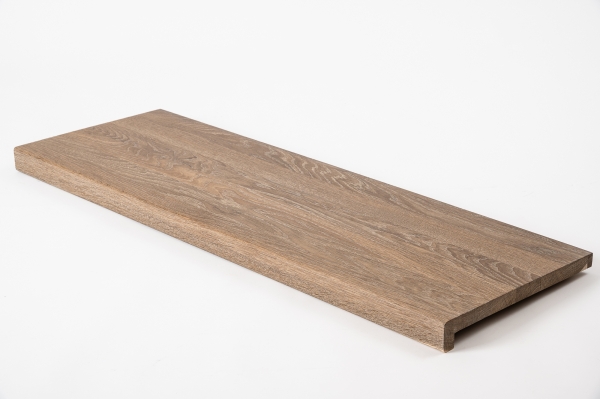 Window sill Solid Smoked Oak Hardwood with overhang, 20 mm, Rustic grade, brushed white oiled