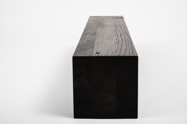 Glued laminated beam Squared timber Smoked oak Rustic 120x120 mm brushed black oiled