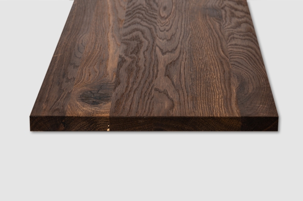 Wall shelf Solid smoked Oak Hardwood Rustic grade, 20 mm, natural oiled