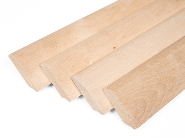 Plinthes Bouleau A/B 24x80 mm huile cire dure blanc naturel 2m avec rayon 20mm