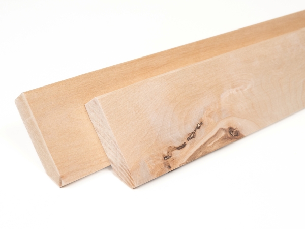 Solid Skirting Board Birch Rustic 24x80 mm Hard Wax Oil Natural White 2m with radius 5mm NOT filled