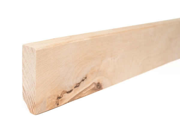 Solid Skirting Board Birch Rustic 24x80 mm Hard Wax Oil Natural White 2m with radius 5mm NOT filled