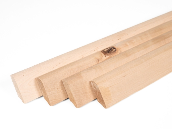 Plinthes Bouleau Rustique 24x60 mm huile cire dure blanc naturel 2m avec rayon 20mm NON rebouchés
